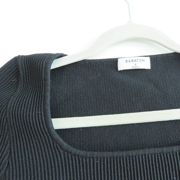 ARITZIA BABATON Sculpt Knit Squareneck Top in Black Ribbed Minimalist - Size S - Picture 5 of 13